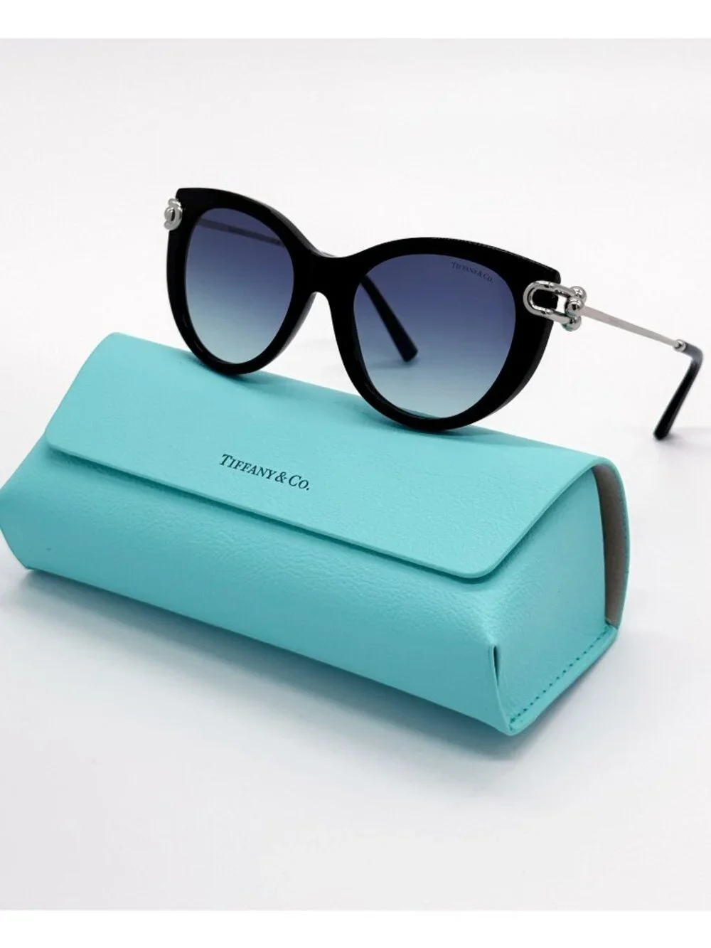 New Tiffany & Co Sunglasses Women Black Silver Cat Eye TF4232 8342/9S